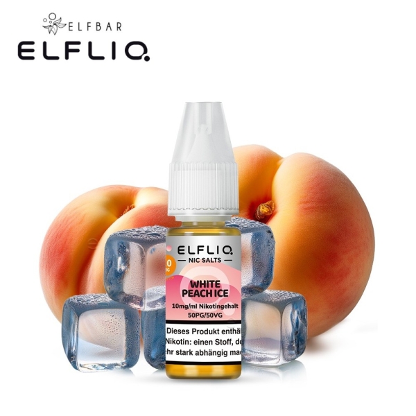 Elfliq Liquid by Elfbar - White Peach Ice - Nic Salt 10mg / 20mg